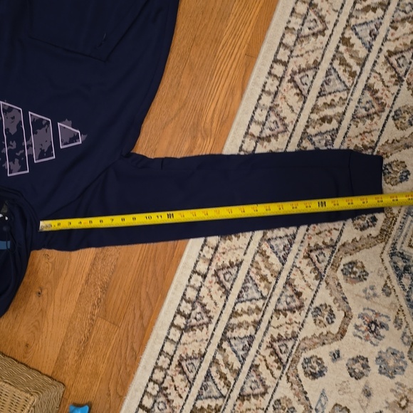 ADIDAS BRAND SIGNATURE MEN'S DARK BLUE HOODED SWEATSHIRT SIZE SMALL - Picture 13 of 15